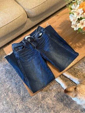 Flying Monkey Dark Blue Cropped Straight Jeans